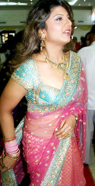 Tollywood Actress Rambha Photos In Pink Saree 7